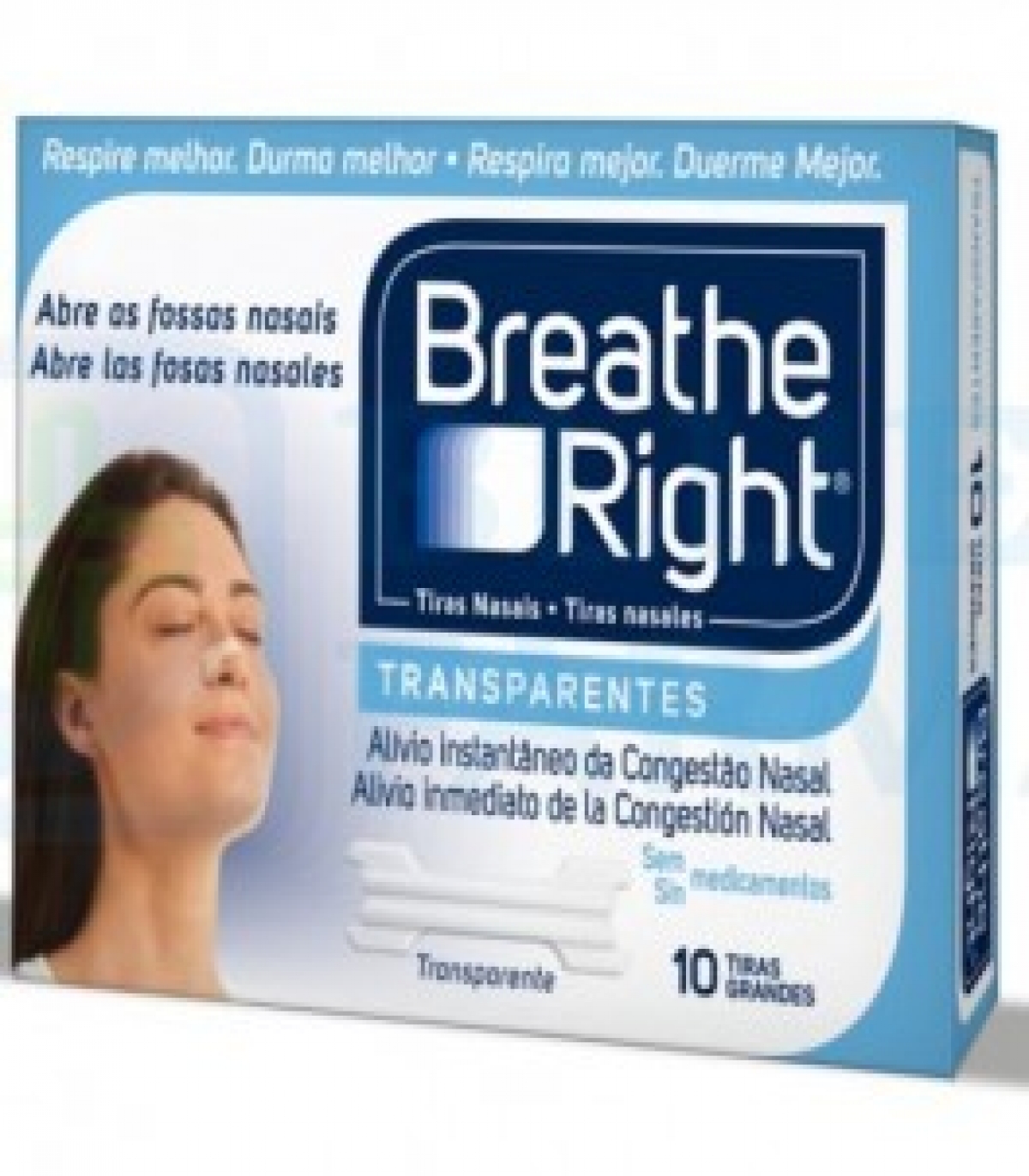 Breathe Right - Tiras Nasales Transparentes 10U Grandes - Farmacia Sunyer