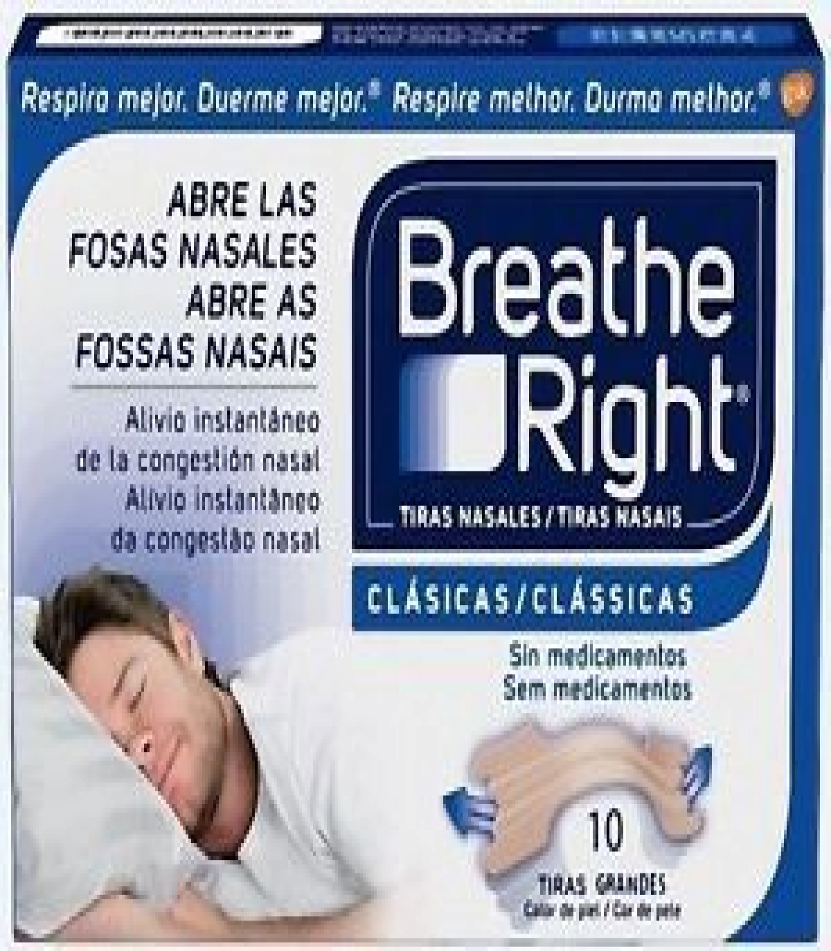 Breathe Right Tiras Nasales Grandes Clásicas Color de Piel