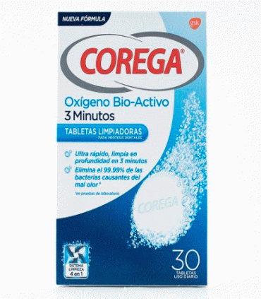 Corega Oxígeno Bio-Activo 30 Tabletas Limpiadoras