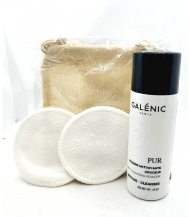 Galénic Pur Limpiador Facial en Polvo 40 g + Regalo Discos Desmaquillantes Algodon Reutilizables 2 uds